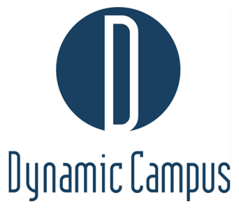 Dynamic campus's logo which is an elongated D inside a blue circle