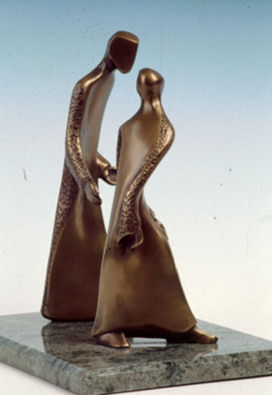 Bronze on Marble Sculpture of two people holding hands