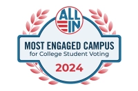 ALL IN Most Engaged Campus for College Student Voting 2024 logo Marywood Recognized as 2024 ALL IN Most Engaged Campus for College Student Voting