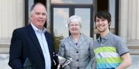 Pictured, left to right: Christopher Speicher, Ph.D., Sr. Anne Munley, IHM, Ph.D., president of Marywood University; and student Frank Winger, junior, Easton, PA. Students Win TecBridge Business Plan Competition