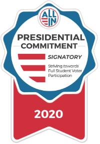 Red, white, and blue Presidential Commitment Signatory Marywood Commits to 100% Voter Registration and Participation
