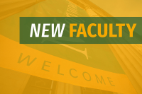 Banner image with the words New Faculty over a backdrop of the Liberal Arts Center columns.