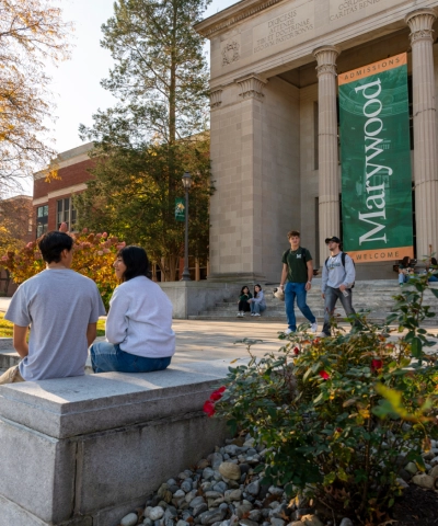 Students socializing outdoors