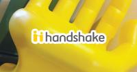 Handshake yellow hand and logo Handshake Helps Alumni to Get Jobs and Give Back